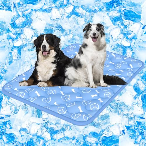 Rywell Tapis Rafraichissant Chien 150X102cm, Épais,Bleu | Technologie de Refroidissement Arc-Chill 3.0(Q-Max>0.5); Thermochromique; OEKO-TEX; Imperméable;Antidérapant;Lavable;Portable