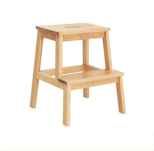 Lkvent Taburete Taburete de Escalera Interior de Madera Maciza, Banco for Cambiar Zapatos, Escalera de Doble Capa Alta y Baja for Uso doméstico. Plegable(Legno)