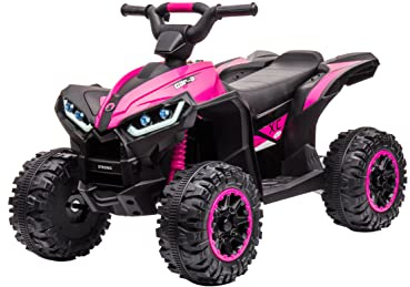 Quad Eléctrico para Niños con Control Remoto 2,4G, 12V Quad Eléctrico Infantil Dos Velocidades, Luces LED, Música, Radio y USB, 3+ Años