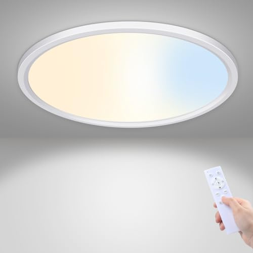 ALUSSO Plafon LED Techo Regulable con Mando, 24W 2400LM Lámpara Techo | 3000K-6500K Luz Nocturna 1800K, Plafones para Salon Cocina Infantil Baño Comedor Pasillo, Redonda Ø29cm