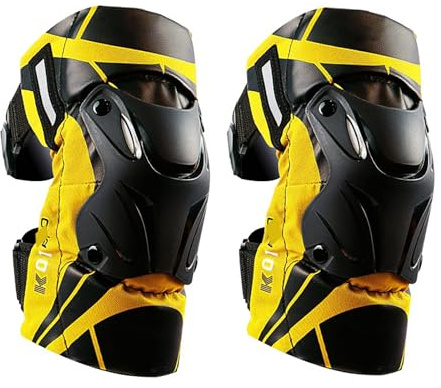 Ginocchiere da moto certificate CE, ginocchiere resistenti agli urti con imbottitura EV-A, cinghie di sicurezza regolabili, equipaggiamento protettivo per motocross e ciclismo,Yellow 1-One Size
