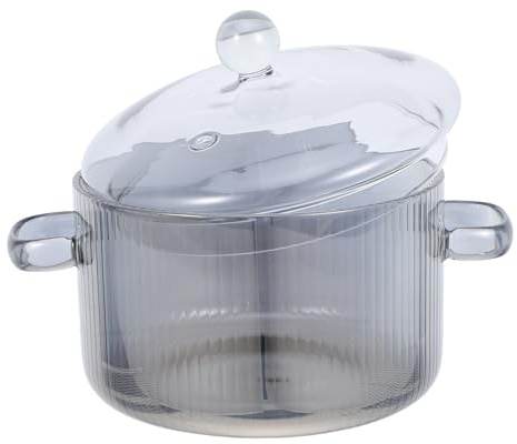 SECFOU Pentola Pentola per Zuppa e Pasta da 1,6l in Vetro Trasparente con Coperchio e Manico Antiscottatura per Cucina a Gas e Uso Domestico