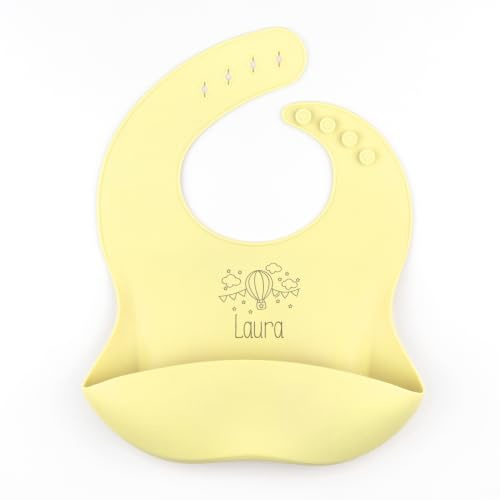 Mi Pipo - Babero Silicona Bebe Personalizado Amarillo Soft con Nombre