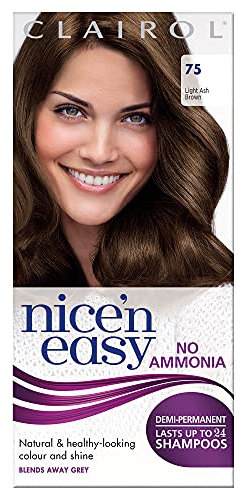 Clairol Nice'n Easy No Ammonia Hair Dye, 75 Light Ash Brown, 1 Count (Pack of 1)