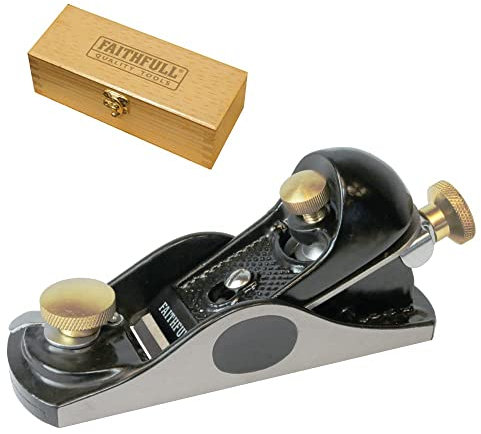 Faithfull 912 Einhandhobel in Holzbox – Präzisionsgefertigter Flachwinkelhobel aus Gusseisen für Hirnholzbearbeitung und allgemeine Endbearbeitung