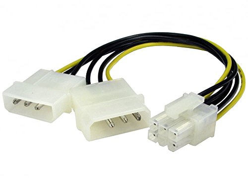 rhinocables Molex LP4 Power Adapter Cable (2 x Molex to 6 Pin) | Various Ends Including Sata Power Cable, Floppy Connector & 6 Pin