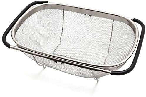 Edelstahl Sieb für Spüle Abtropfsieb ausziehbar bis 55 cm Seiher Spülensieb Spülsieb