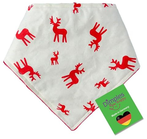 Dimples Hundehalstuch - Weihnachten Rentiere Hirsche Halstuch, Bandana, Dreieckstuch für Hunde Welpen und Katzen - Tier Geschenk - Handgemachtes Accessoire 55cm