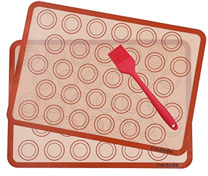 Macarons Tapis de Four et Cuisson en Silicone--Conçu pour le Chef, Jimdada Set de 2 Plaques de Cuisson(42 x 29.5 cm)，BROSSE CADEAU --SATISFACTION 100% GARANTIE
