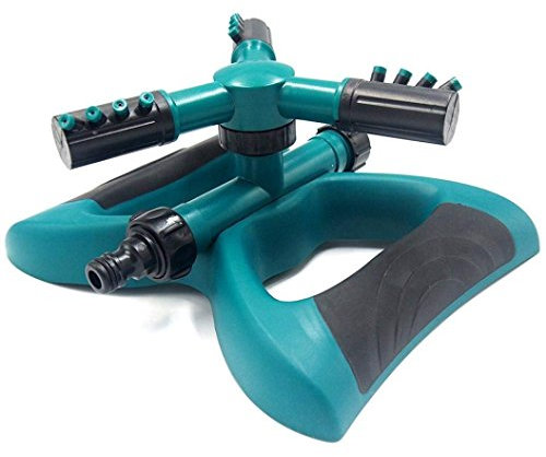 SXUUXB Aspersor de jardín, Sistema de irrigación de rociadores de Agua giratoria de césped de 360 ° con aspersor de césped Redondo de 3 Brazos, Herramienta de irrigación de Manguera de jardín