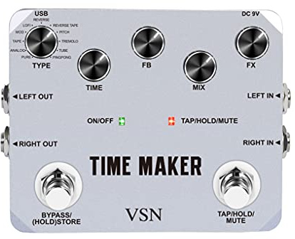 VSN Guitar Delay Pedal Time Maker 11 Types of Ultimate Delay Pedals Bass Guitar Effect Pedal with Tap Tempo True Bypass