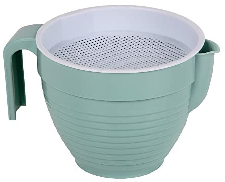 Cofan Grasera con colador en 500 ml Modelo Albahaca | Graseras de Cocina | Medidas 16.5 x 12 x 10 cm