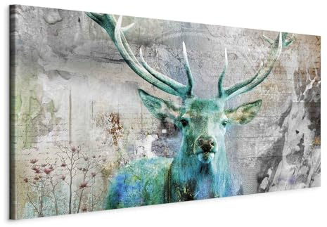 murando - Leinwandbild Deer Tiere Vintage, 200x100 cm, Schlafzimmer, modern | Hochwertige Leinwand, sofort aufhängbar, ideal fürs Wohn- oder Schlafzimmer, wasserfest und lichtecht, langlebig, stilvoll