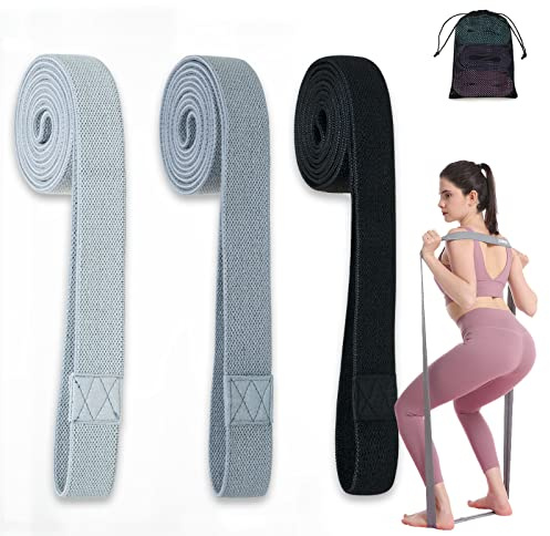 Fitnessbänder Lang Stoff 3er Resistance Bands Set rutschfest Gymnastikband | Sportbänder Trainingsbänder für Pilates Stretching Langlebiges Workout Widerstandsbänder Krafttraining Fitnessband zu Hause