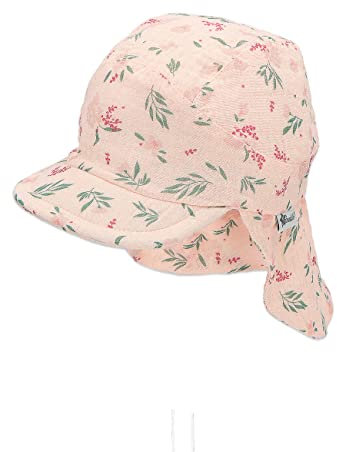 Sterntaler Baby Mädchen Schirmmütze Baby Schirmmütze mit Nackenschutz Fleuro Sonnenhut - Schiebermütze - waschbar - mit UV Schutz 15 - rosa, 47