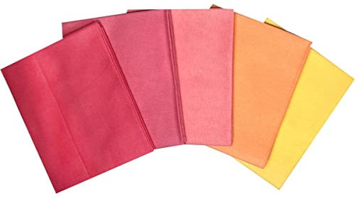 5-teiliges Stoffpaket aus Baumwolle, einfarbig, Rot, 100 % Baumwolle, ideal zum Basteln, Quilten, Nähen, Pastellfarben