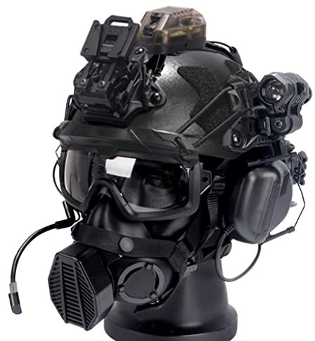HFUHLK Ensemble de Casque Tactique Rapide Extérieur avec Airsoft Paintball Couverture Demi Masque Lunettes NVG L4G24 Dumper et Battery Pouch pour CS Jeu de Tir,Black b Set