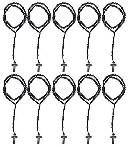 10 Stück Holz Rosenkranz auf 10 Stück Holz Rosenkranz Jesus Holz Rosenkranz Perlen Impressum Katholischen Unisex Stil Holzperlen Kreuz Rosenkranz Halskette Schmuck für Männer