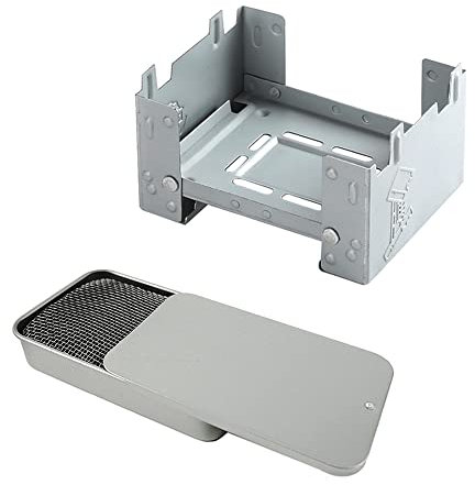 Kit de estufa de alcohol al aire libre, Estufa de combustible de cera sólida plegable y ligera + mini estufa de alcohol portátil Estufa de camping con quemador de alcohol (Plata & plata)