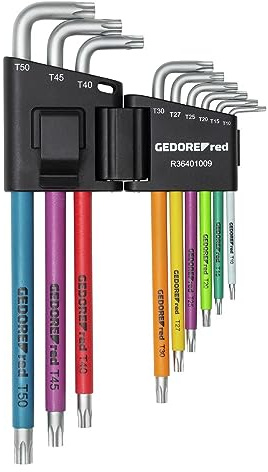 GEDORE red Winkelschraubendreher-Satz TX, T10 - T50, 9tlg mit Farbcodierung, R36401009