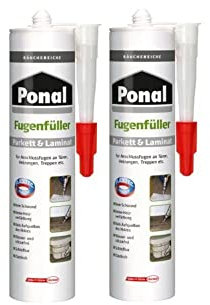 Ponal Parkett & Laminat Fugenfüller Räuchereiche, elastische Fugenmasse für Anschluss- und Dehnungsfugen, lösemittel-, wasser- und silikonfreie Dichtmasse, 2x280ml Kartusche