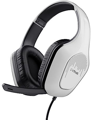 Trust Gaming GXT 415W Zirox Casque Gaming Léger avec Transducteurs 50 mm pour PC, Xbox, PS4, PS5, Switch, Mobile, Audio Jack 3.5 mm, Câble de 2 m, Casque Gamer Filaire Over-Ear avec Micro - Blanc