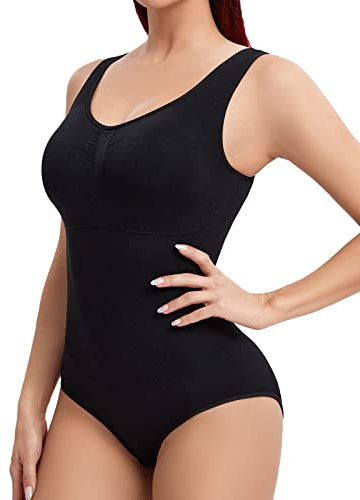 Joyshaper Body Modellante Donna con Reggiseno Pancia Piatta Body Perizoma Contenitivo Senza Cuciture Bodysuit Shapewear, Nero, M