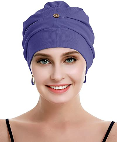 osvyo Baumwoll Chemo Kopfbedeckung für Damen mit Krebs und Haarausfall, Mütze aus Baumwolle, Leichte Kopfbedeckung, Versiegelte Verpackung