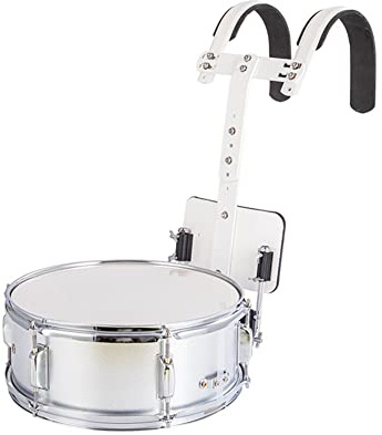 Snare Drum, Marching Snare Drum, verstellbares Snare Drum Carrier Percussion-Musikinstrumentenset, für die Aufführung von Schul-Blaskapellen (Color : Silver, Size : 10Inch)
