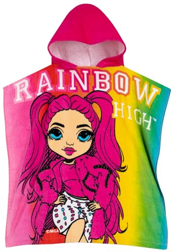 Rainbow High Hooded Towel | Girls Beach Towel | Bath & Hooded Towels | Kids Swimming Towels | One Size Pink
