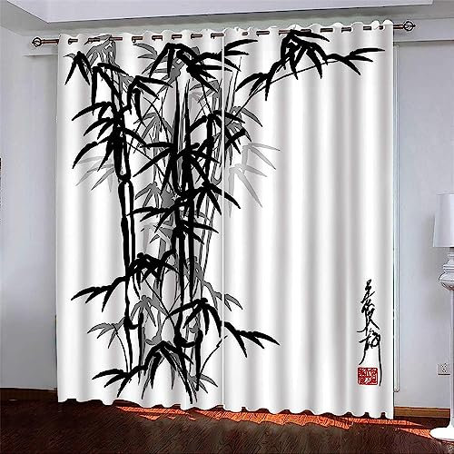 3D Schlafzimmer Ösen Vorhänge Tinte Bambus 2 X 117 X 230 Cm 3D-Vorhänge Blackout Thermal Curtains Vorhänge Zur Geräuschreduzierung, 3D-Digitaldruckvorhänge, Vorhänge Für Die Heimdekoration -7V3S3B8C7Q