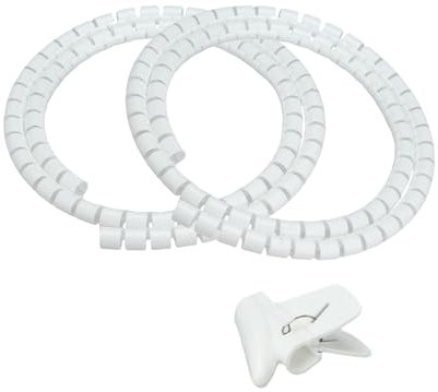 2Pcs White Cable Bundler - Flexible & Expandable Cable Management Sleeve,Cable Organizer Coiled Tube Sleeve Cable(Diameter,10mm)