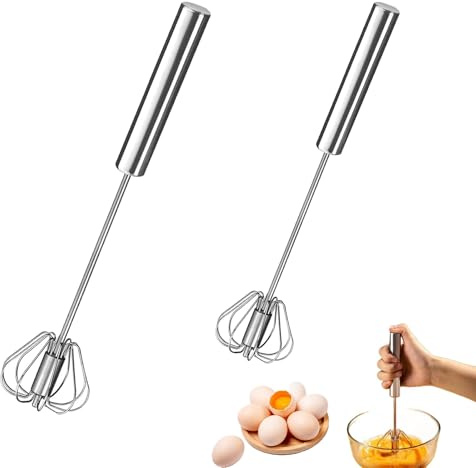 2 Stück Schneebesen Edelstahl Schneebesen für Die Küche Halbautomatischer, Handschneebesen Schneebesen Klein Zum Vermengen, Rühren Von Teig, Eiern, Mini Schneebesen Küchengerät