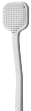 La dens Tongue Scraper for Adults & Kids – Dual Scraper & 120 Micro Brushes, Tongue Cleaner for Fresh Breath, Soft TPE Anti-Gag Design, Oral Care Hygiene Tool (White)