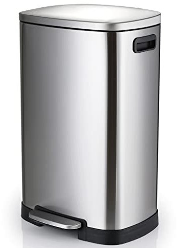 PLMNBQWE Poubelle à pédale en Acier Inoxydable à Bascule Poubelle d'intérieur Corbeille à Papier de Bureau Grande capacité 50 litres Poubelle de Salle de Bain