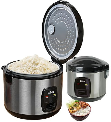 Olla arrocera de aluminio de 1,5 L, 500 W, función de apagado automático, inserción de cocción al vapor, recipiente dosificador, función de mantenimiento en caliente, olla interior