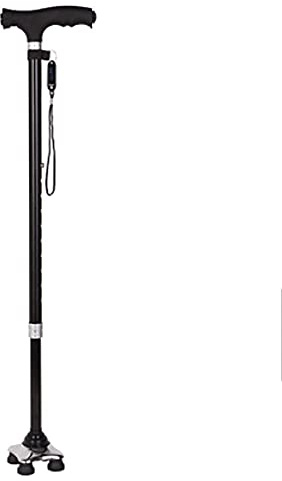 Blindkäpp ， Käppar Walking Frame Krycka fällbar käpp med justerbart LED-ljus(Black)