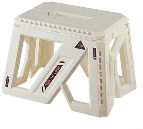 Sgabello pieghevole da esterno dal design compatto, ideale per il campeggio e le soluzioni di stoccaggio per piccoli spazi (bianco)