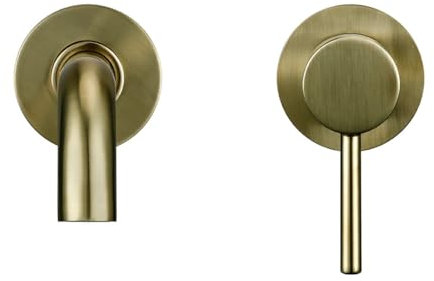 TLLCHYL Grifo de baño Moderno con instalación de tocador, Grifo de Lavabo Monomando de latón con Doble Orificio para Agua fría y Caliente, diseño de Tipo Dividido, Alcance de 260 mm