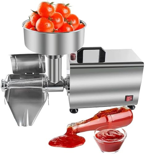 OZTYSGXM Passaverdure Elettrico per Salsa Pomodoro, Passapomodoro 450W, Macchina per Salsa Mele con Pratico Pestello, Spremipomodoro in Acciaio Inox per Marmellate Mele Fragole