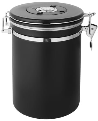 Aouuec Cave à cigares en acier inoxydable - Boîte de conservation hermétique avec couvercle, humidificateur et hygromètre (noir, 13 x 18 cm)