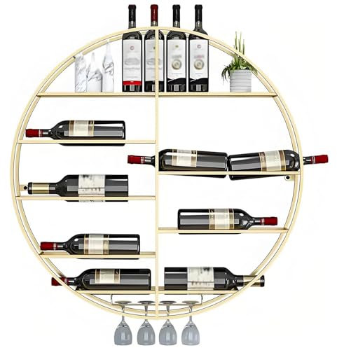 Mixtric Weinregal, Weinregal Mit Glas, Hängender Weinschrank, Weinregal Zur Wandmontage, Unterbau-Weinglasregal,Gold,70cm
