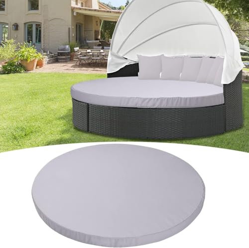 Generisch Kissenhülle Rund 167,6 cm Für Sonneninsel – Ersatzbezug Wetterfest Für Outdoor Tagesbett – Mit Gummiband & UV-Schutz – Nur Bezug-Grey||66inch