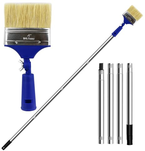 4 inch Paint Brush with Extended Detachable Pole, Bristle Brush for Surface Cleaning and Walls & Ceilings Painting, Ideal for Sheds & Fences and Other Woodden