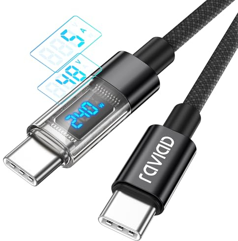 RAVIAD Câble USB C vers USB C 2M 240W PD3.1 5A Cable USB C Charge Rapide QC