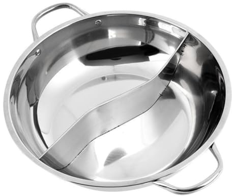 Pot Chaud à Séparateur Double Face en Acier Inoxydable Argenté | Induction et Gaz, Conception Multifonction, Usage Familial ou Soirée Entre Amis