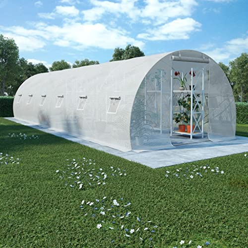 Gewächshaus 12 Seitenfenstern 1 Tür Treibhaus Frühbeet Tomatenhaus Folientunnel Pflanzenhaus 27m² 900×300×200cm