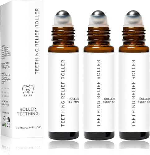 HEUIOP 3pcs Teething Roller Natural Pain Relief Teething Roller Oil Teething Roller Natural Pain Relief Roller Teething Oil Suitable