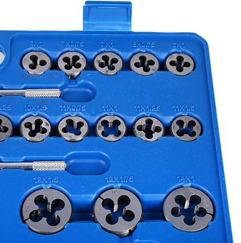 Set di Maschi e Filiere Kit di Maschi e Filiere Resistenti in Acciaio Al Carbonio Durevole per Operazioni di Maschiatura e Filettatura Manuale con 5 Chiavi Regolabili per Professionisti e