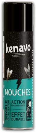 Aérosol Anti-Mouches 500mL KENAVO | Élimination rapide des mouches et moucherons | Spray insecticide simple d’utilisation | Action foudroyante avec effet durable pour un environnement sain